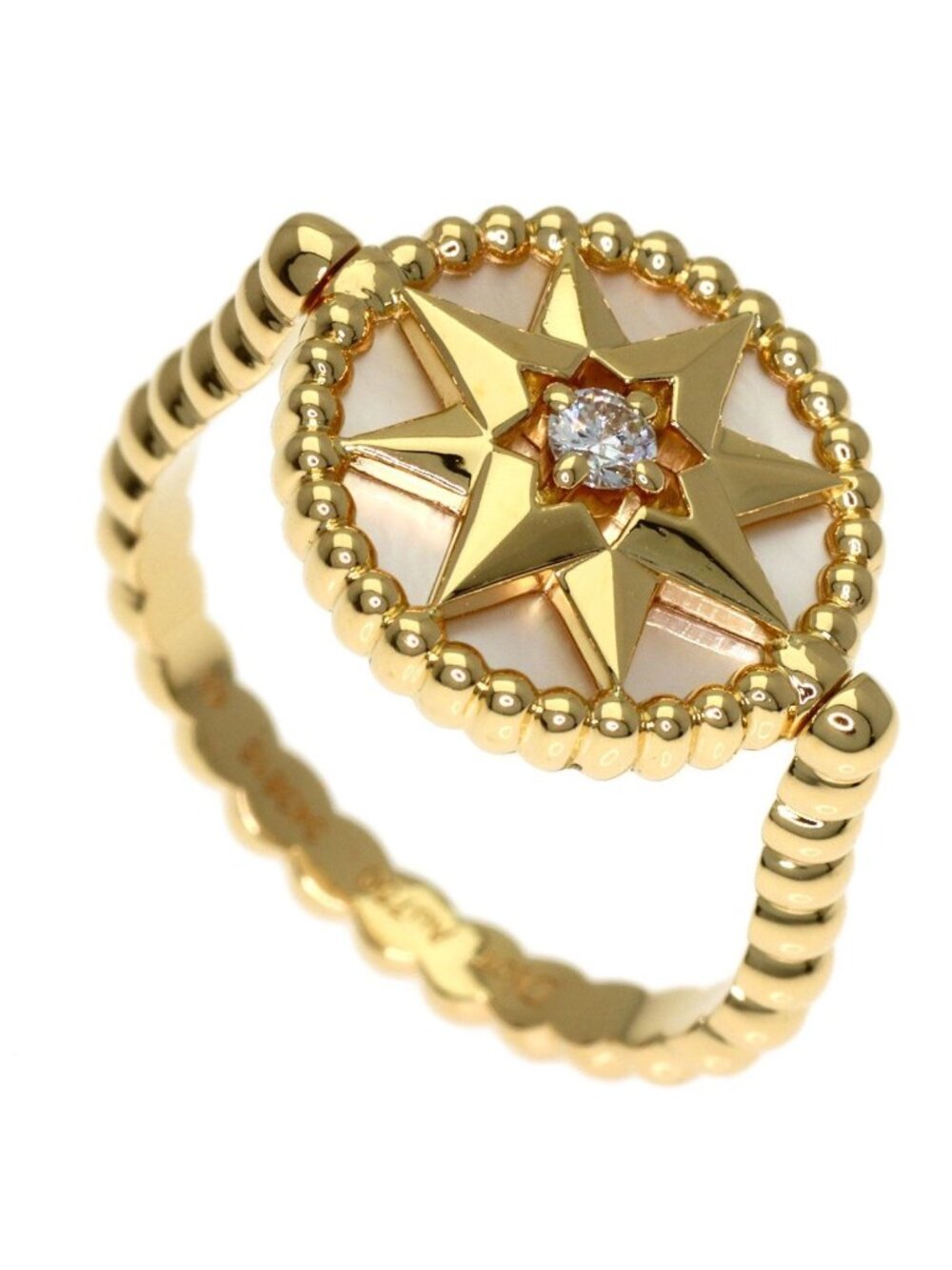 Dior Rose des Vents White Shell Diamond 48 Ring 18k Yellow Gold